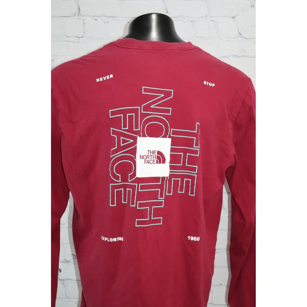 The North Face Long Sleeve T-Shirt Mens XL Maroon Graphic Logo Circular Design